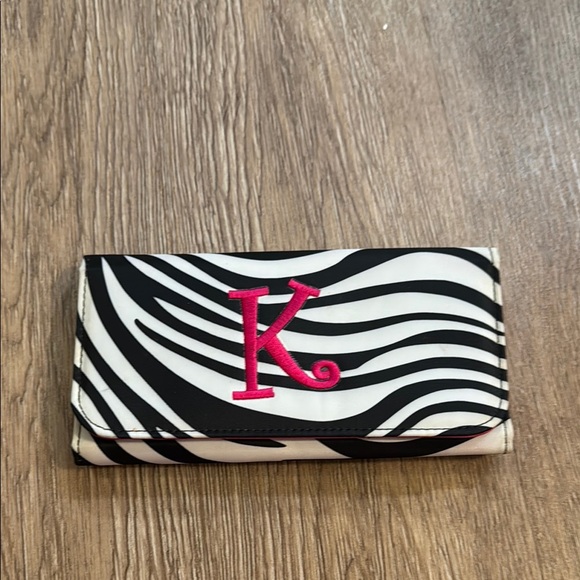 Zebra Print Wallet with Pink Initial - Picture 1 of 4